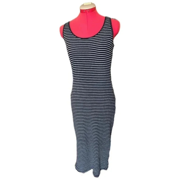 Ambiance Dresses & Skirts - Ambiance,Size L, Black and White Striped Tank Top Maxi Dress
